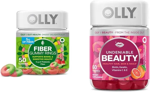 OLLY Anillos de goma de fibra, 0.18 oz de fibra prebiótica, FOS (fructo-oligosacáridos), soporte digestivo y goma de belleza innegable, para