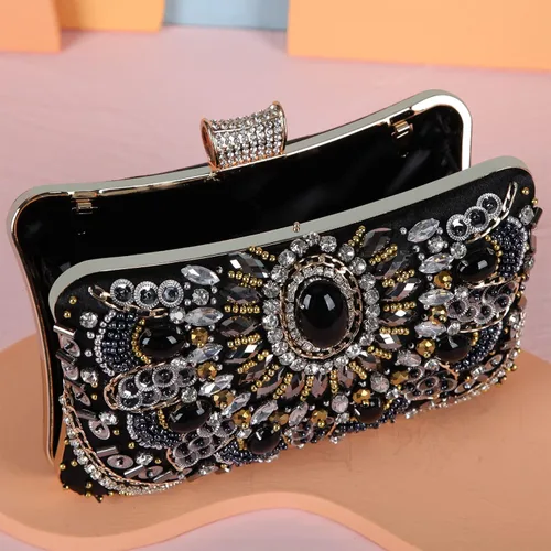 Miniatura 6 de Fawziya Evening Purse Crystal Beaded Pearl Big Clutch Bags For Women Clutches