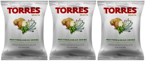 Torres - Papas fritas de hierbas mediterráneas, 1.76 oz (50 g) (paquete de 3) | Ligero y crujiente con sabores atrevidos | Bocadillo perfecto para