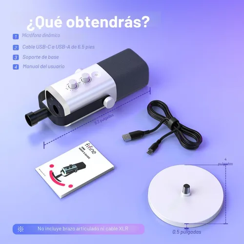 Miniatura 7 de FIFINE XLR/USB Micrófono para juegos de Gaming para transmisiones y podcasting, micrófono RGB para PC, con perilla de ganancia, botón de silencio