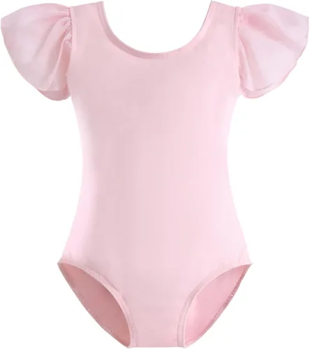 Stelle Leotardos negros de ballet para niñas, trajes de gimnasia de manga corta con volantes (bebéniña pequeñaniño grande)