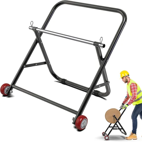 Miniatura 9 de Insaga Organizador de cables para carrete, soporte plegable de carrete de alambre portátil, capacidad de 100 libras para mantener los cables