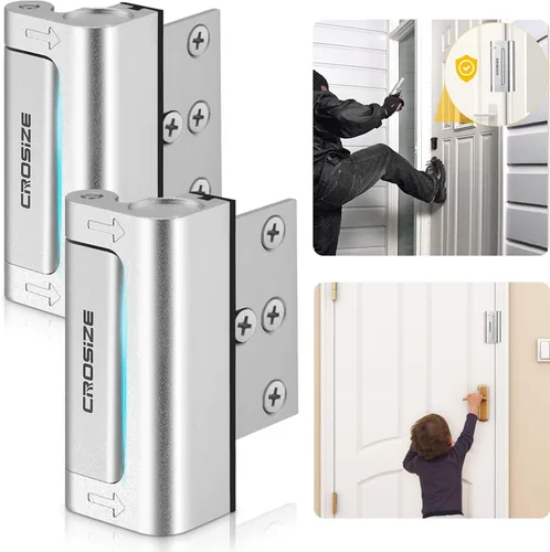Cerraduras de seguridad para puertas domésticas, paquete de 2, cerradura de refuerzo de puerta de metal, 3" que soporta 1000 libras de impacto para