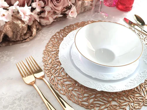Miniatura 3 de Occasions: Paquete de 10 manteles individuales metálicos de vinilo prensado/decoración de boda (primavera, oro rosa)