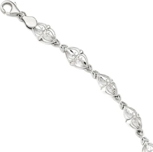Miniatura 7 de IceCarats Pulsera de cadena de oro blanco de 14 quilates, Oro blanco, No es una piedra preciosa