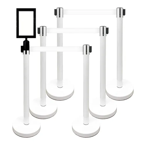 VIP Crowd Control - Juego de barreras de seguridad con cinturones retráctiles, 91 cm de altura, cinturón de 198 cm y soporte de pared Cinturón