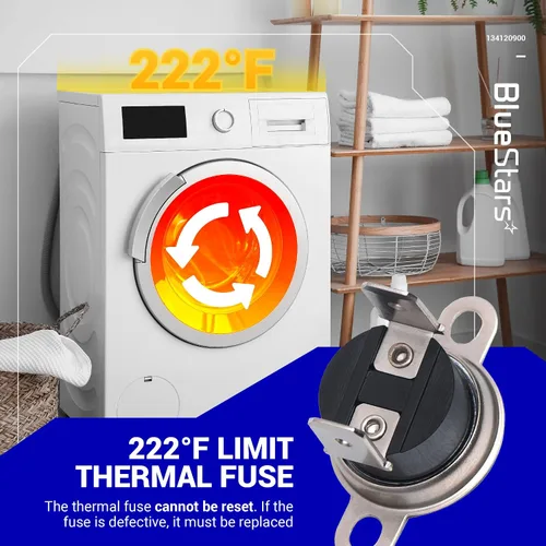 Miniatura 3 de BlueStars 134120900 Limitador de Fusible Térmico para Secadora - Compatible con Secadoras Frigidaire Kenmore Gibson Electrolux - Reemplaza