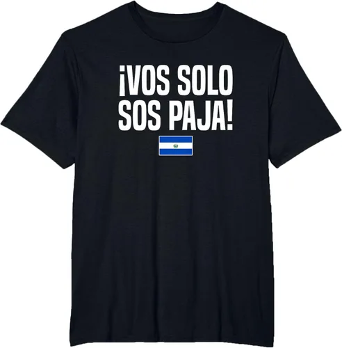 Miniatura 43 de Camiseta Vos Solo Sos Paja Salvadoran Slang Bandera de El Salvador, Negro