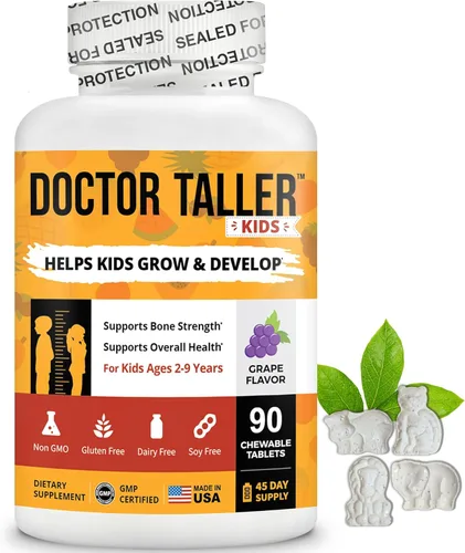 Doctor Taller Kids - Multivitaminas para niños, vitaminas para niños pequeños, apoyan la fuerza ósea, inmunidad mejorada con calcio, multivitaminas
