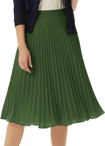 Miniatura 147 de GRACE KARIN - Falda plisada de gasa para mujer, con cintura alta y elástica, vuelo, corte acampanado y longitud por debajo de la rodilla