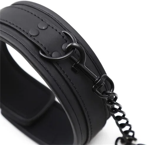 Miniatura 4 de Juego de collar ajustable para cosplay, collar de cuero, collar de cadena y correa para escenario, gargantillas punk., Cuero, No es una piedra
