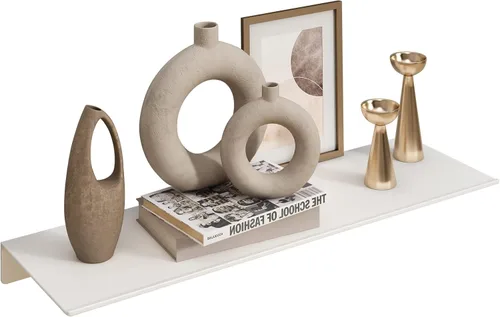 Miniatura 21 de JOOM Estante de pared de metal, flotante, 12" negro, pequeño, estantes de exhibición para almacenamiento (negro, 12 pulgadas)