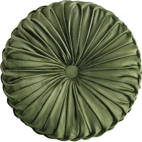 Miniatura 22 de Teieas Almohada redonda de terciopelo para decoración del hogar, cojín redondo plisado para sofá, silla, cama, automóvil, verde esmeralda