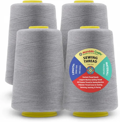 Miniatura 52 de Mandala Crafts 4 Pack of Serger Threads Cones Spools - 20S/2 24000 Yards Polyester Baby Blue Threads for Sergers Machine and Overlock Quilting