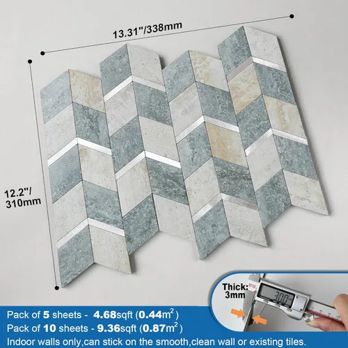 Miniatura 5 de MOFIT Protector contra salpicaduras despegar y pegar para cocina, Panel de pared 3D azulejo despegar y pegar autoadhesivo protector contra Azul