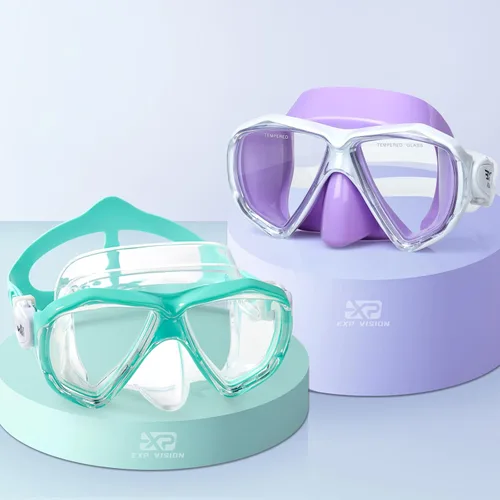 Miniatura 13 de Máscara de buceo para niños, máscara de natación antivaho de 180°, gafas de natación para niños de vidrio templado con cubierta para la nariz