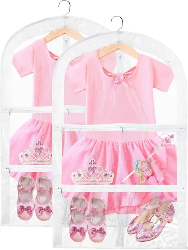 Bolsas transparentes para disfraces de baile con bolsillos, PVC impermeable de 35 pulgadas, plegable, bolsa de disfraces de viaje para