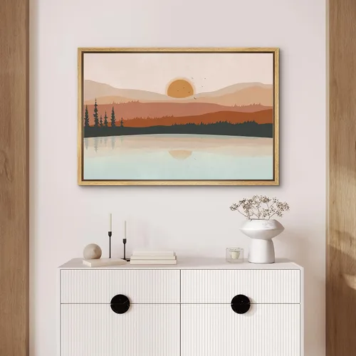 Miniatura 4 de SIGNFORD Impresión en Lienzo Enmarcado Arte de Pared Luna de Medianoche Cactus Desierto Duna Naturaleza Vida Silvestre Ilustraciones Decorativas