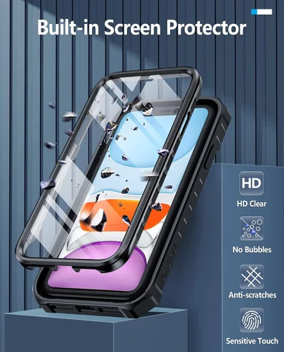 Miniatura 4 de FNTCASE Funda para iPhone 11: funda para iPhone XR [protector de pantalla y soporte integrados] [protección contra caídas de grado militar] Negro