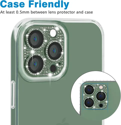Miniatura 114 de Protector de lente de cámara diseñado para iPhone 12 Pro Max, con diamantes de imitación 3D con diamantes de imitación 9H, vidrio templado, Rosado