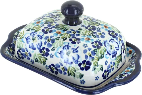 Miniatura 10 de Blue Rose Polish Pottery – Mantequillera cuadrada de tulipán azul – Se adapta a 1 barra – Mantequera para organización y almacenamiento de encimera