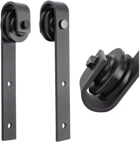 Miniatura 5 de VDOMDOORS Moderna puerta doble de granero de 36 x 80 pulgadas con vidrio opaco/seda blanca Sete 6003 / juego de rieles de 13 pies/puertas interiores