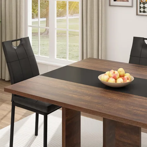 Miniatura 7 de Squireewo Mesa de comedor de 70 pulgadas para 4 y 6 personas, moderna mesa de comedor de madera con mesa gruesa impermeable, mesa de comedor Marrón