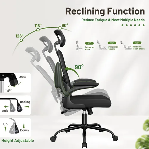 Miniatura 6 de Furmax Silla de oficina ergonómica ejecutiva con respaldo alto para computadora con reposacabezas 3D, reposabrazos de apoyo lumbar ajustables