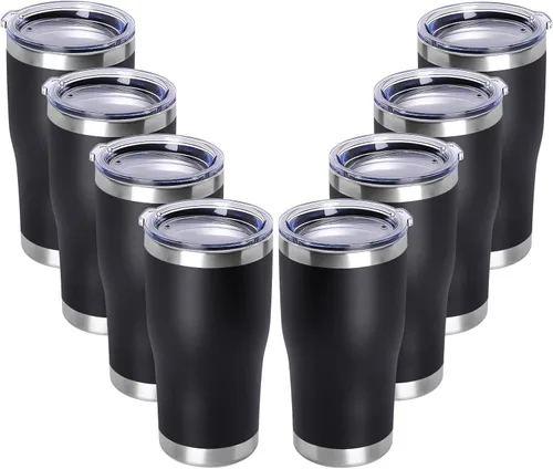Miniatura 36 de DOMICARE vaso de doble pared con aislamiento al vacío, 20 onzas, con tapa, vaso de viaje de acero inoxidable, vaso de café con recubrimiento
