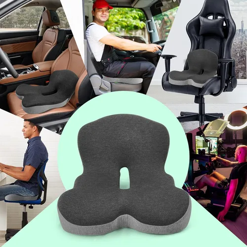 Miniatura 7 de Cojín de glúteos para silla de oficina, almohadilla de asiento de espuma viscoelástica para soporte de glúteos, alivio del coxis, cojín ergonómico
