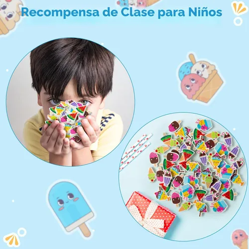Miniatura 6 de WATINC 60 unidades de borradores de helado de regreso a la escuela, para niños, a granel, sandía, chocolate, paleta, lápiz, gomas, bolas de helado