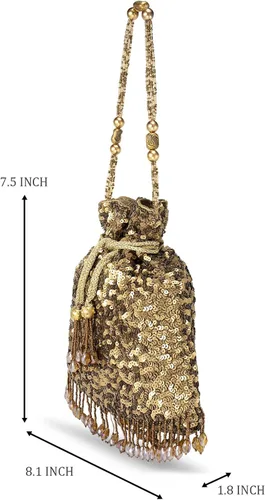 Miniatura 4 de Aheli Indian Potli - Bolsas de noche para mujer, estilo étnico, con cordón