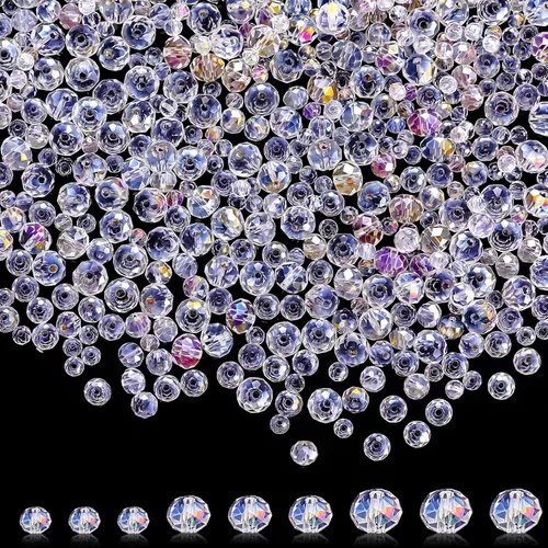 1000 piezas de cuentas de vidrio en masa, cuentas de cristal surtidas para hacer joyería, cuentas facetadas de Briolette coloridas para manualidades