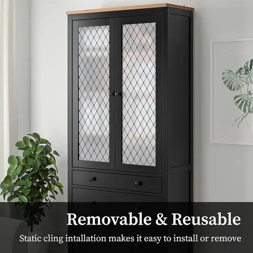 Miniatura 7 de Película para ventana, tinte de vidrio esmerilado, bloque solar de celosía negra, 17.3 x 78.7 pulgadas