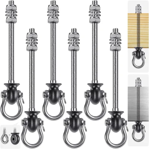 Dolibest Juego de 6 perchas permanentes de acero inoxidable 304 resistentes para columpios, patio de recreo, porche, asiento de yoga, para hamaca de