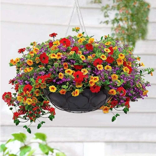 Miniatura 2 de Bolsas de cultivo de plantas de tela no tejida, cesta de repuesto para ventana con forro de coco, macetas de montaje en pared y cubierta, cesta