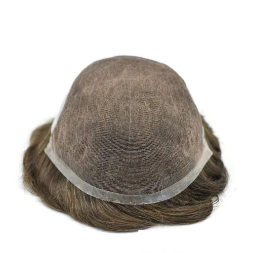 Miniatura 12 de Peluca de repuesto de cabello natural de poliuretano con encaje frontal para hombre (7x9 pulgadas, densidad de luz, 1B40# negro natural con 40% gris)