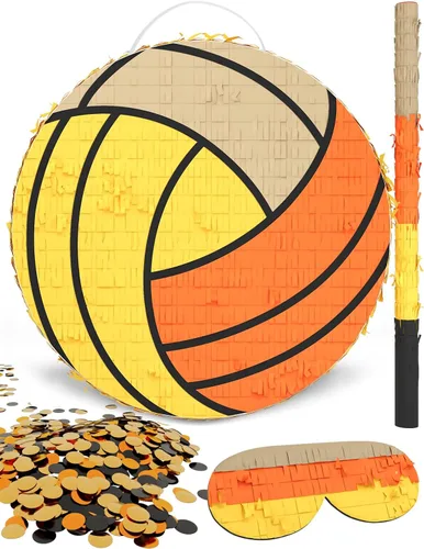 Miniatura 12 de Piñata de pelota de tenis – Incluye palo de madera, vendaje para los ojos y confeti – 13 x 13 x 3 pulgadas – Perfecto para deportes o decoraciones