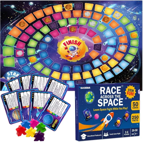 Miniatura 14 de QUOKKA Juego de Mesa Espacial para Niños de 8-12 años - Juego Familiar Educativo para Adolescentes y Adultos - 130 Tarjetas de Preguntas - Datos