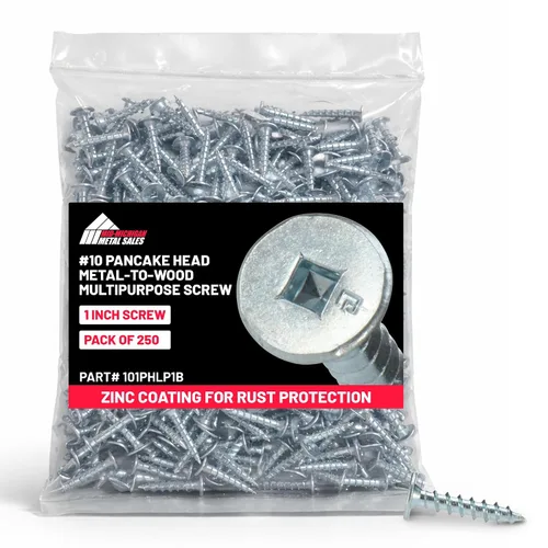 Miniatura 2 de Tornillos de metal a madera #10 x 1 de cabeza de panqueque - Sujetadores de punta afilada chapados en zinc - Tornillos de perfil bajo