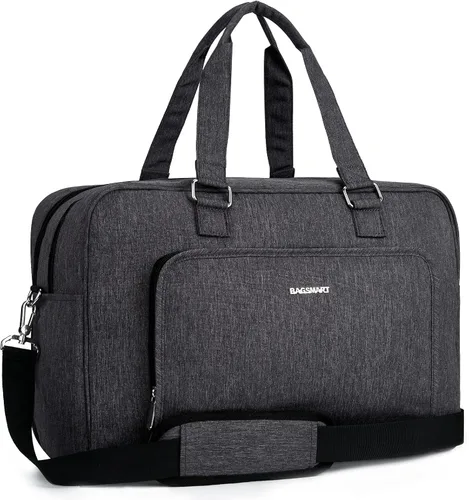 BAGSMART Bolsa de lona grande para el fin de semana con bolsa de zapatos, puede contener laptop de 15.6 pulgadas, bolsa de mano para viajes,