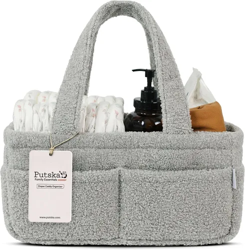 Miniatura 12 de PUTSKA Organizador de pañales para bebé para mesa de cambio – Elegante cesta de almacenamiento para guardería, artículos esenciales para recién