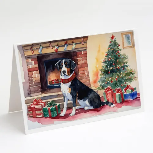 Miniatura 142 de Caroline's Treasures DAC2753GCA7P Paquete de 8 tarjetas de felicitación navideña acogedora de Husky siberiano Tarjetas en blanco con sobres