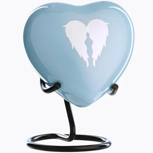 Urna pequeña para cenizas de recuerdo para mujeres y hombres, mini urnas de corazón para cenizas humanas masculinas o femeninas, mini urnas azules