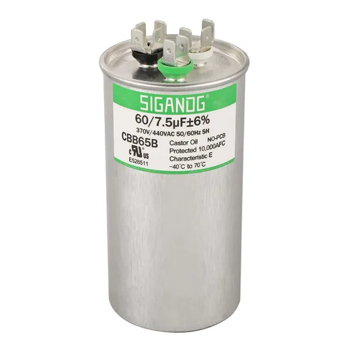 Miniatura 12 de 80/5 uF 80+5 MFD 370V o 440V CBB65 Capacitor Redondo de Arranque de Doble Funcionamiento 80 5 uF MFD 370 440 Voltios VAC para Condensador