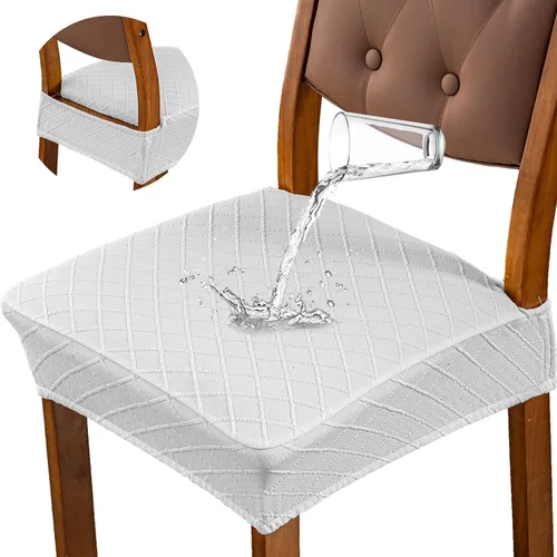 Miniatura 20 de Genina Fundas de asiento impermeables para sillas de comedor, fundas para sillas de comedor, fundas para sillas de cocina (caqui, 6 piezas)