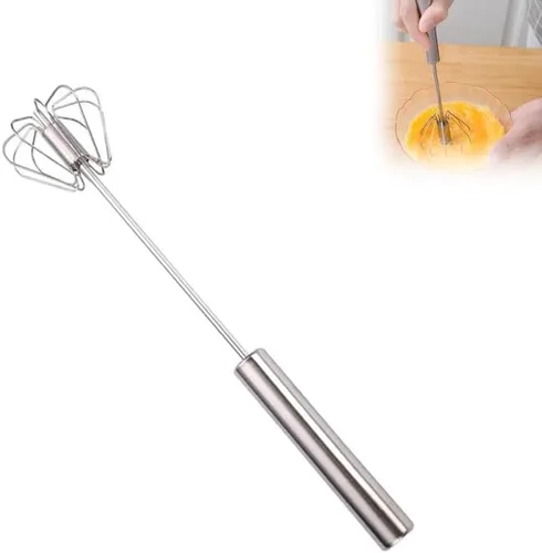 Batidor de acero inoxidable, batidor de huevo, batidor giratorio de mano, herramienta agitadora de mano para cocinar, cocina, hogar, leche de huevo