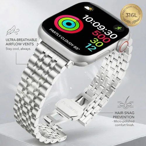 Miniatura 4 de Correa de repuesto para Apple Watch 38 mm, 40 mm, 42 mm, 44 mm, acero inoxidable, metal, Iwatch y iPhone, para Apple Watch Series 6/5/4/3/2/1/SE., 7