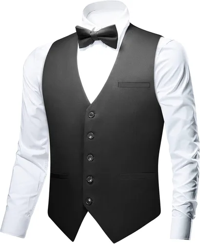 Miniatura 2 de FAIMO Suit Vest for Men Formal, Business Tuxedo Vest Bow Tie Pocket Square Set, Mens Dress Vest for Wedding(XS-4XL)