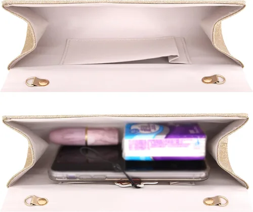 Miniatura 4 de Gabrine Bolso envolvente de noche para mujer bolso de mano lentejuelas brillantes material de tela para bodas fiestas bailes de graduación